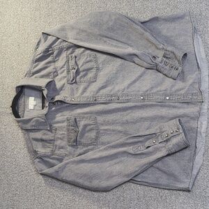 Tecovas Denim Pearl Snap Long Sleeve Western Shirt Size XL in Steel Gray